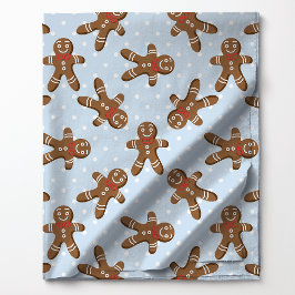 Gingerbread Man Polka Dot op Blue Christmas Stof