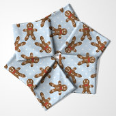 Gingerbread Man Polka Dot op Blue Christmas Stof