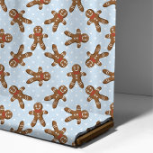 Gingerbread Man Polka Dot op Blue Christmas Stof
