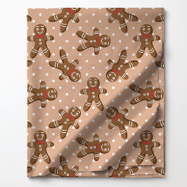 Gingerbread Man Polka Dot op Bruine Kerstmis Stof