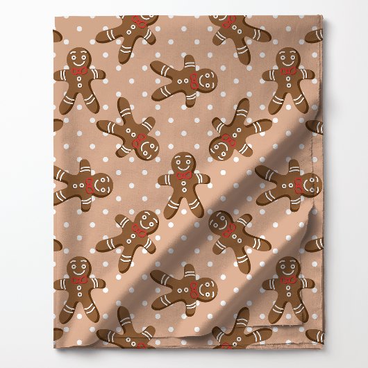 Gingerbread Man Polka Dot op Bruine Kerstmis Stof