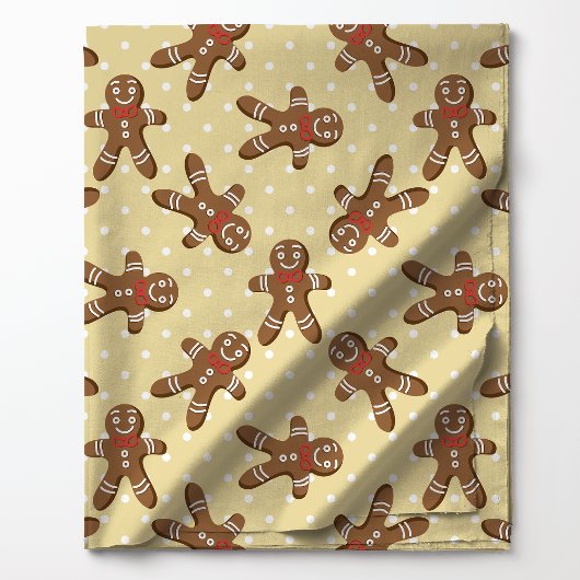 Gingerbread Man Polka Dot op Kerstmis Cream Stof
