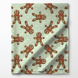 Gingerbread Man Polka Dot op lichtgroene kerst Stof