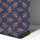 Gingerbread Man Polka Dot op Navy Kerstmis Stof