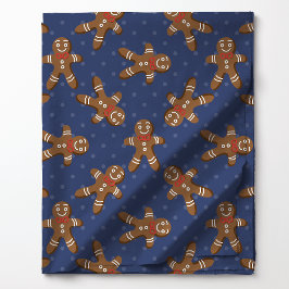 Gingerbread Man Polka Dot op Navy Kerstmis Stof