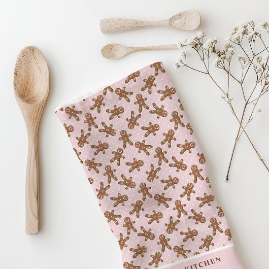 Gingerbread Man Polka Dot Pink Custom Christmas Theedoek