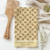 Gingerbread Man Polka Dot Yellow Custom Christmas Theedoek