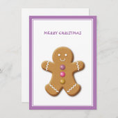 Gingerbread Man Prettig Kerstfeest Paars Notitiekaartje (Voorkant / Achterkant)
