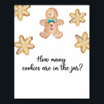 Gingerbread man - raad hoeveel koekjes poster<br><div class="desc">Gingerbread Man Kerst Baby shower Uitnodiging. Waterverf koekjes sneeuwvlokken. Overeenkomende objecten beschikbaar.</div>