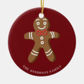 Gingerbread Man Red Polka Dot Kerstfoto Keramisch Ornament (Voorkant)