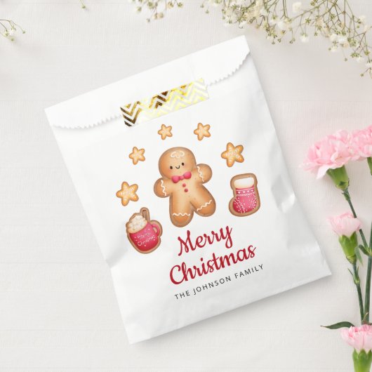 Gingerbread Man Red Script Kerstmis Bedankzakje (Gezegeld)