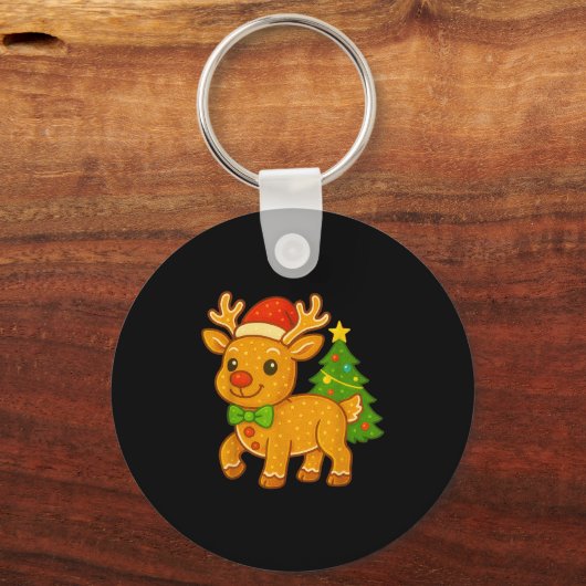 Gingerbread Man Reindeer Santa Hat Christmas Tree  Sleutelhanger (Voorkant)