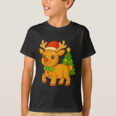 Gingerbread Man Reindeer Santa Hat Christmas Tree  T-shirt (Voorkant)