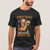 Gingerbread Man Rijdende Dinosaurus T rex Kerstmis T-shirt (Voorkant)