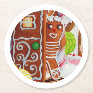 GINGERBREAD MAN Rond Papier Onderzetters