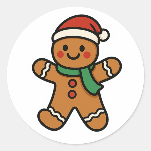 Gingerbread man ronde sticker (Voorkant)