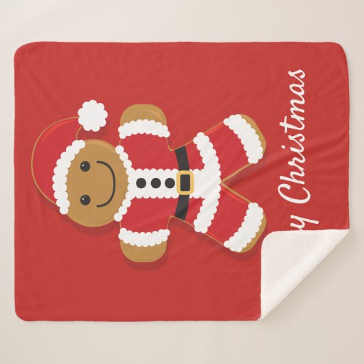 Gingerbread Man Rood Cookie Voedsel Kerstmis Sherpa Deken (Voorkant (horizontaal))