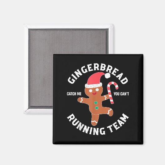 Gingerbread Man Running Team Funny You Can't Catch Magneet (Voorkant / Achterkant)