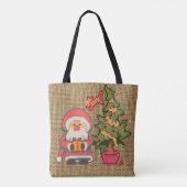 Gingerbread man, Santa, Christmas, Pixel Art Tote Bag (Achterkant)