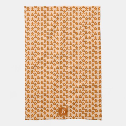 Gingerbread Man Scandinavisch Mongogram Leuke Vaka Theedoek (Verticaal)
