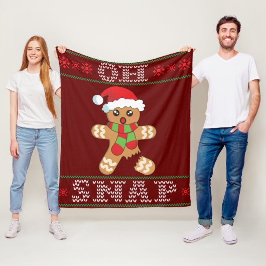 Gingerbread Man Shirt Gift Oh Snap Christmas Ugly Fleece Deken (In situ)