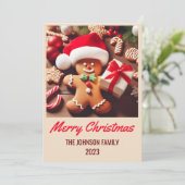 Gingerbread Man Sinterklaas - Vrolijk Kerstfeest Feestdagenkaart (Staand voorkant)