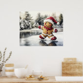 Gingerbread Man Skating Print Christmas Art (Keuken)