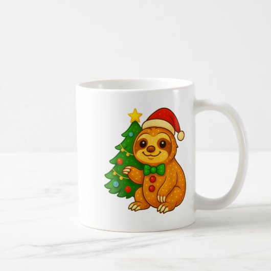 Gingerbread Man Sloth Santa Hat Christmas Tree  Koffiemok (Rechts)