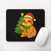 Gingerbread Man Sloth Santa Hat Christmas Tree Muismat (Met muis)