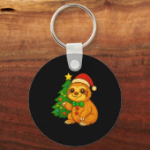 Gingerbread Man Sloth Santa Hat Christmas Tree Sleutelhanger (Voorkant)
