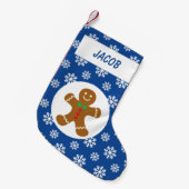 Gingerbread Man Sneeuwvlokken Gepersonaliseerd Bla Kleine Kerstsok (Voorkant (Hangend))