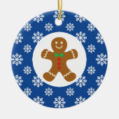 Gingerbread Man Sneeuwvlokken Kerstblauw Keramisch Ornament (Voorkant)