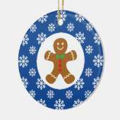 Gingerbread Man Sneeuwvlokken Kerstblauw Keramisch Ornament (Links)