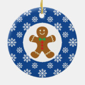 Gingerbread Man Sneeuwvlokken Kerstblauw Keramisch Ornament (Achterkant)