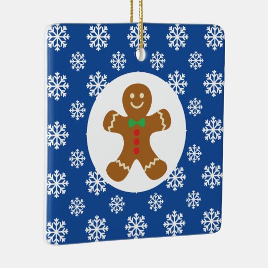 Gingerbread Man Sneeuwvlokken Kerstblauw Keramisch Ornament (Rechts)