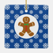 Gingerbread Man Sneeuwvlokken Kerstblauw Keramisch Ornament (Achterkant)
