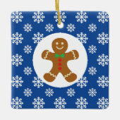 Gingerbread Man Sneeuwvlokken Kerstblauw Keramisch Ornament (Voorkant)