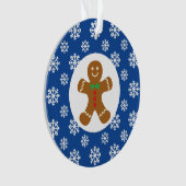 Gingerbread Man Sneeuwvlokken Kerstblauw Ornament (voorkant)