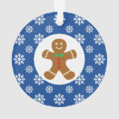 Gingerbread Man Sneeuwvlokken Kerstblauw Ornament (achterkant)