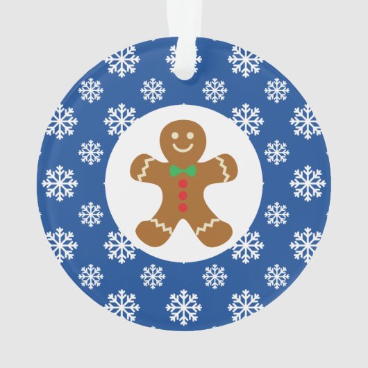 Gingerbread Man Sneeuwvlokken Kerstblauw Ornament (achterkant)