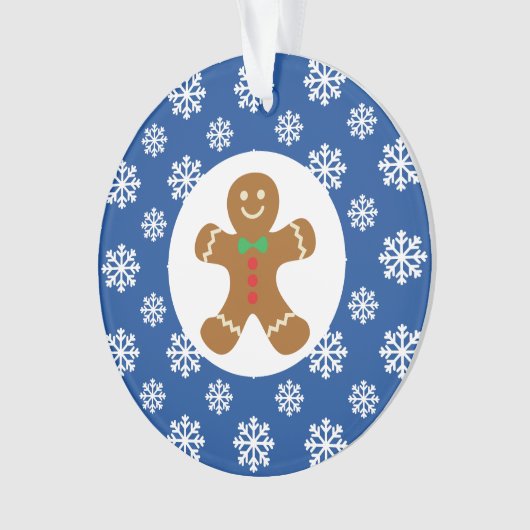 Gingerbread Man Sneeuwvlokken Kerstblauw Ornament (voorkant)