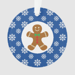 Gingerbread Man Sneeuwvlokken Kerstblauw Ornament
