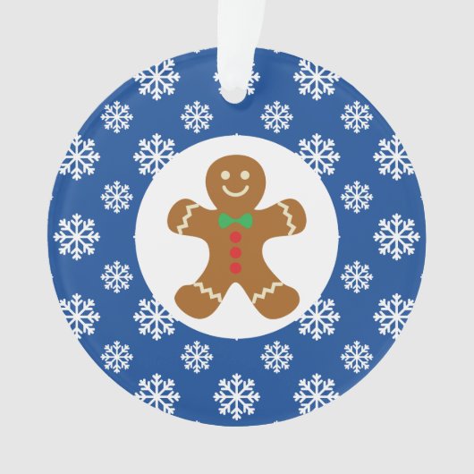 Gingerbread Man Sneeuwvlokken Kerstblauw Ornament (voorkant)