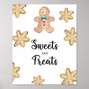Gingerbread man - snoep en behandelt baby shower poster