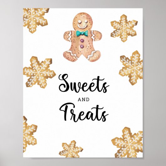 Gingerbread man - snoep en behandelt baby shower poster (Voorkant)