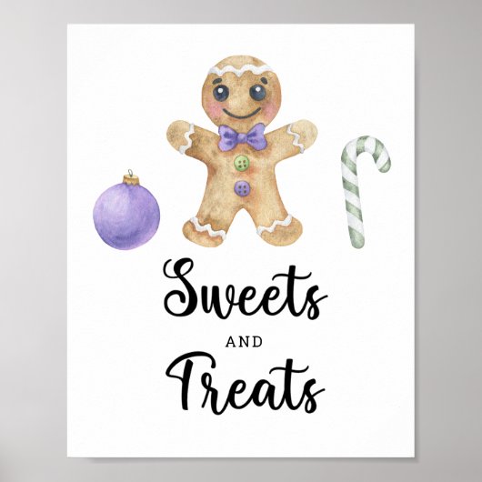 Gingerbread man - snoep en behandelt baby shower poster (Voorkant)