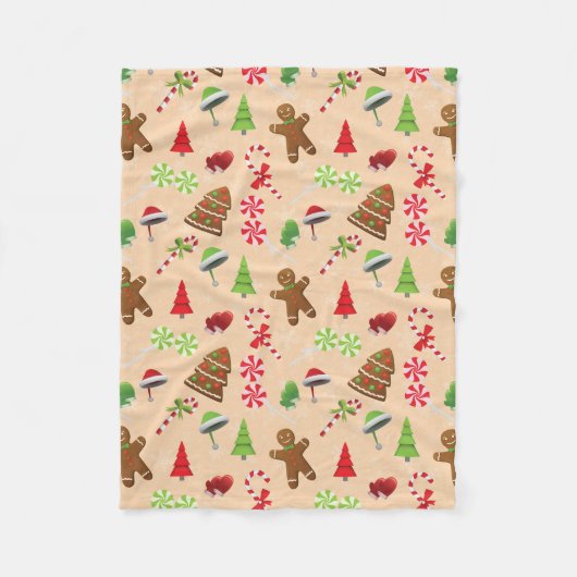 Gingerbread Man,Snoep en kerstman hoed Fleece Deken (Voorkant)