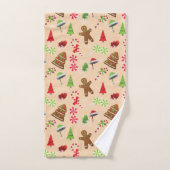 Gingerbread Man, Snoepgoed en kerstmannenhoed Bad Handdoek (Handdoek)