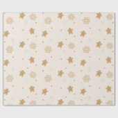 Gingerbread Man Snowflakes Kerstmispatroon Cadeaupapier (Vlak)