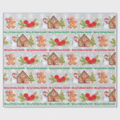 Gingerbread Man Snowman Naam toevoegen Kerstmis Cadeaupapier (Vlak)